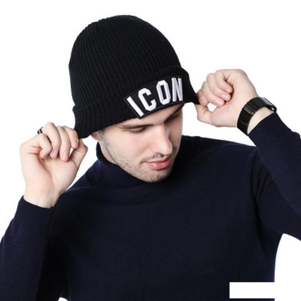 

men brand letter beanie couple knitted winter hat fashion design outdoor sport embroidery ski skull cap hip hop street hat for women men, Blue;gray