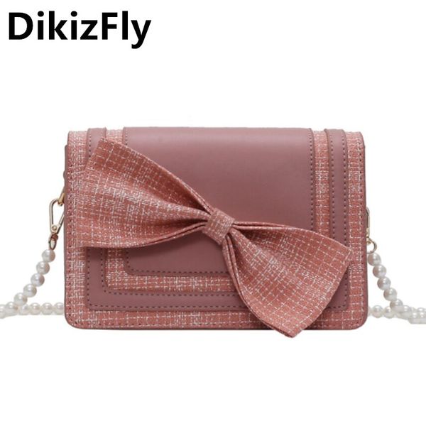 

dikizfly bow women bag pearl shoulder strap crossbody bags for girls 2020 small patchwork shoulder bag handbags and purse sac
