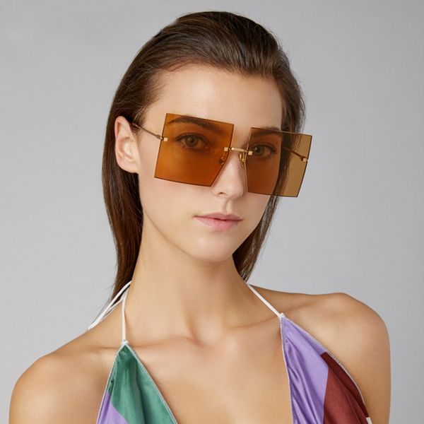 Moldeless Metal Sunglasses Oversized Mulheres Elegante Sun Óculos De Sol Rimless 6 Cores Cooler Designer Atacado