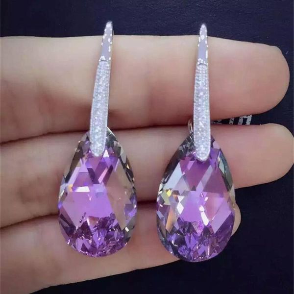 

xb381 wedding&party jewelry for women, fashion cute&sweet cz fancy stones crystal shinning long drop tassel db, Red;blue