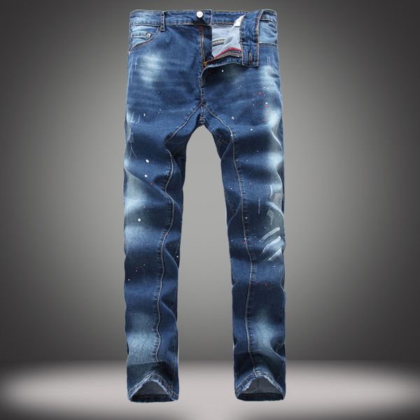 

acrmrac men jeans slim blue straight large size jeans men 103