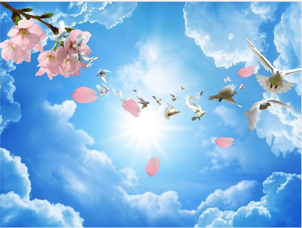 

3d потолочные фрески обои стерео облака цветок персика потолочная фреска