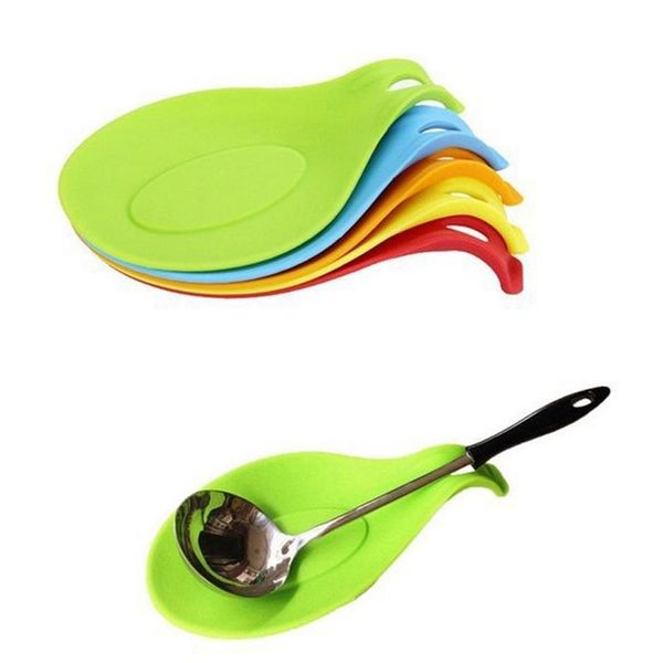 

heat resistant silicone spoon mat spatula spoon holder tableware anti-slip pad fork chopstick holder spoon tray kitchen tool vt0356