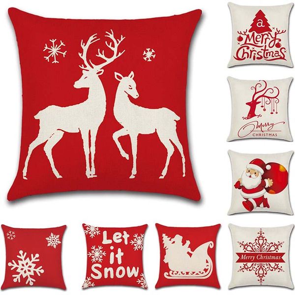 Brand New Christmas Linen Pillowcase Home Living Room Sofa Cushion