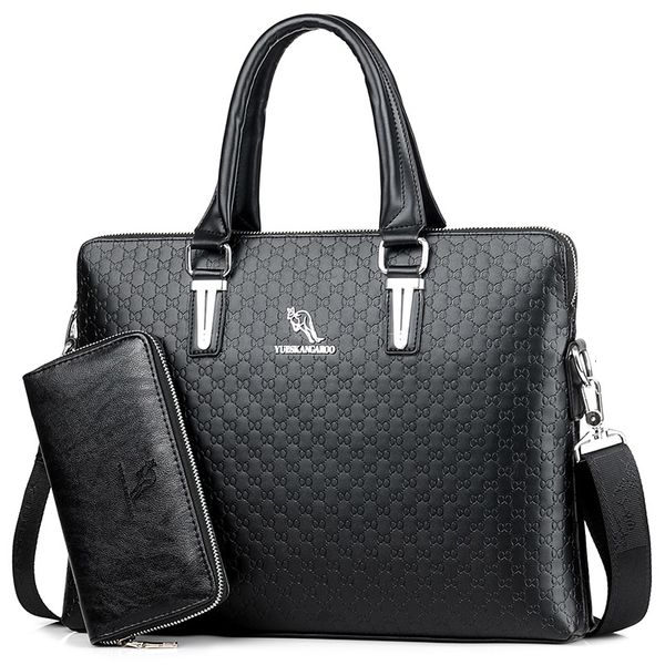 

kangaroo famous brand men briefcases leather handbag vintage lapbriefcase for a4 document shoulder bag male office work bag cj191201