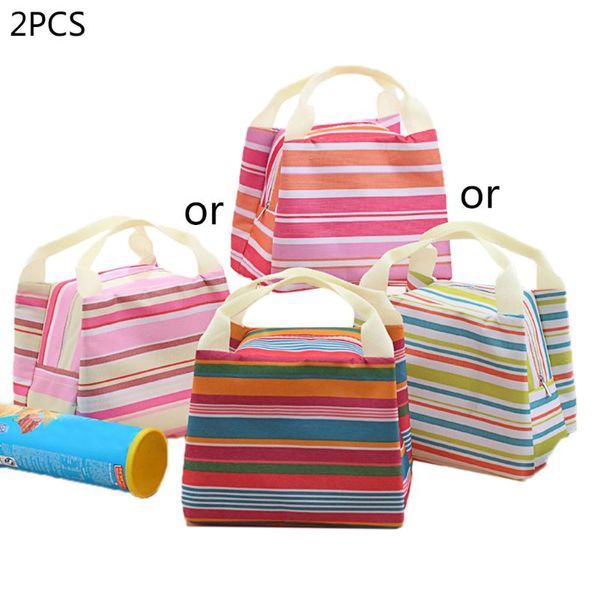

2pcs lunch bag tote bag lunch for women box insulated container, Blue;pink