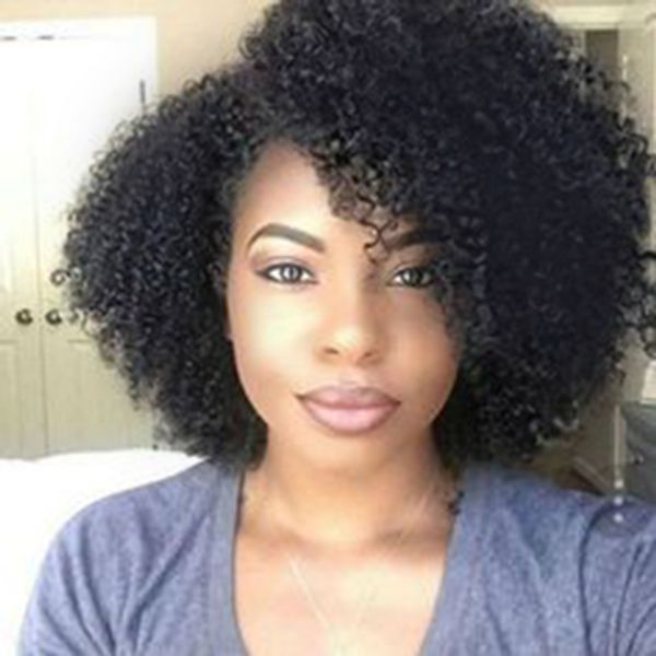 Top-Qualität neue Frisur kurze lockige natürliche Perücke brasilianisches Haar African American Simulation Echthaar verworrene lockige Perücke für Damen