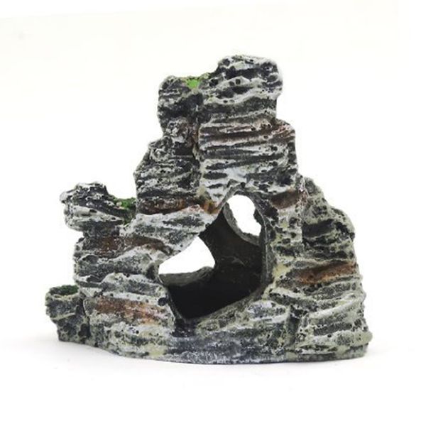 

artificial mountain view rockery hiding cave aquarium fish tank decor ornament