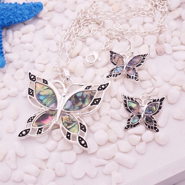 Declaração de ventilador gratuito Shell Butterfly Charklace Sets Classic Love Animal Animal Indian Turkish Jewelry Brincos