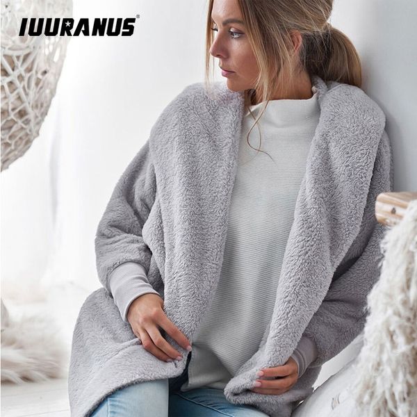 

women hooded cashmere coat jacket ladies fall winter fur wool long overcoat outwear gray hooded warm cardigan jacket, Black;brown