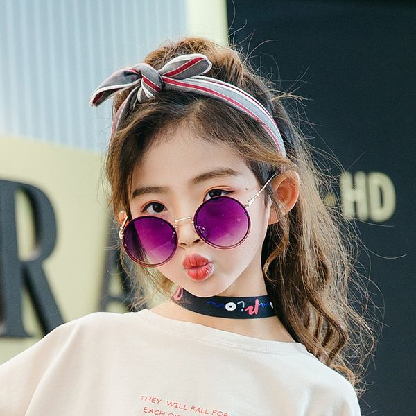 

new arrival 2019 children personality round lens frameless sun glasses for boys girls kids sunglasses glasses oculos, Blue