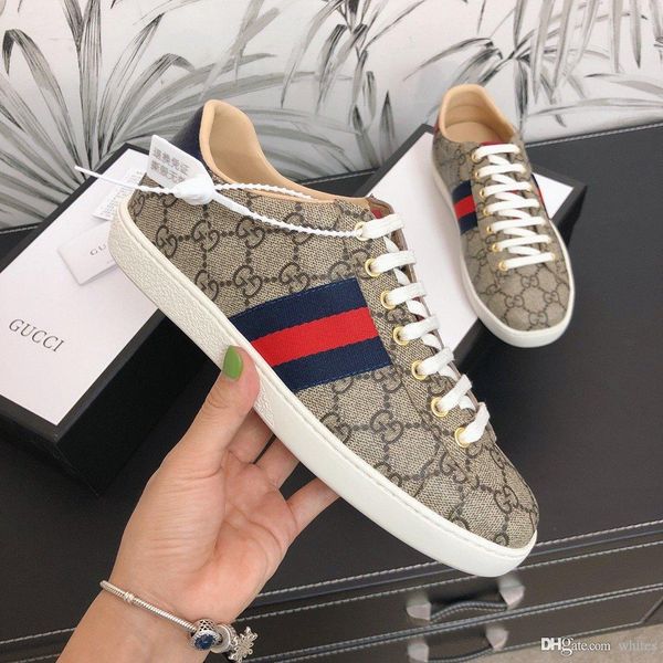 

luxury fashion boxed g19 men s women s ace white bees genuine leather sneakers shoes sandals gg gucci, Blue;gray