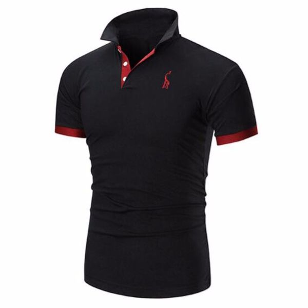 

Mens Polo Shirt Brands 2018 Male Short Sleeve Casual Slim Solid Color Printing Deer Pattern Polos Men 3xl
