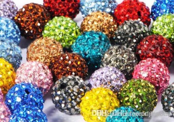 

100pcs/lot 10mm mixed k252 color micro pave cz disco crystal crystal bead bracelet necklace beads.beads lotrhinestone diy y4535