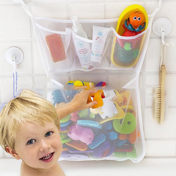 

baby bath mesh bag doll organizer suction bathroom net kids bathtub toy wholesale
