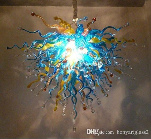

turquoise blue crystal lamps blown glass chandelier lighting led light european style art crystal chandeliers stairwell chandeliers