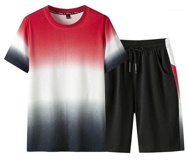 

crew neck designer short sleeve mens sets fashion solid color mens 2pcs tie dye mens loose tracksuits casual, Gray