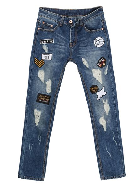 

fashion men's designed straight slim fit biker pants skinny denim trousers, Blue