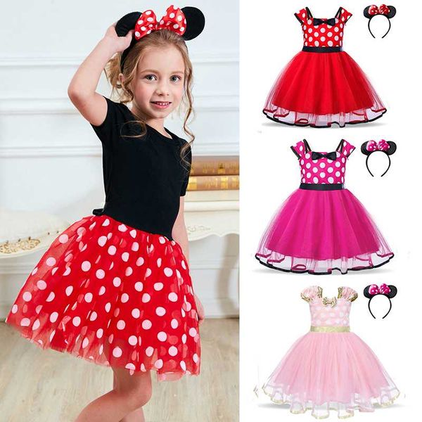 

fantasy mini mouse dress up polka-dot birthday baby girl dress mini mouse cosplay costume girls party princess size 1-5t, Red;yellow