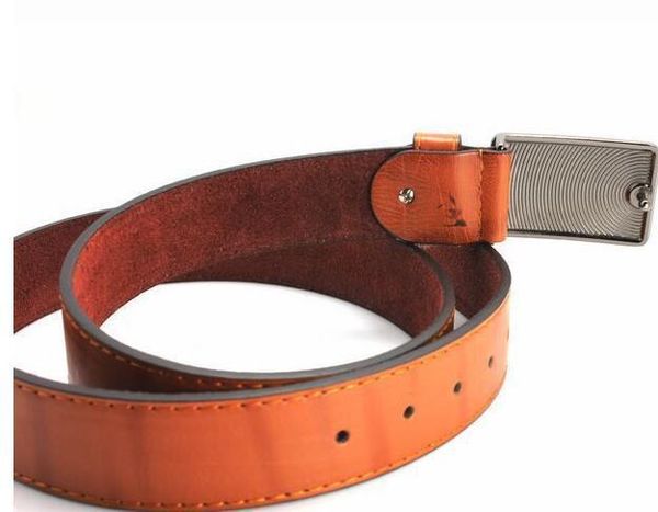 

cross border style belt for young men fashion all-match cowhide bottom smooth letters buckle korean version casual belt for men05, Black;brown