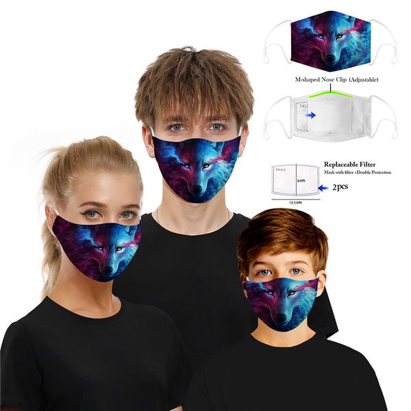 

animal mask kids fancy washable with 5-layer carbon replaceable filter reusable dust warm outdoor anti-dust windproof mask