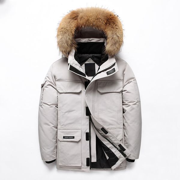 

2019 winter men duck down jacket fur collar hooded thick parka down coat men winter jackets plus size snow parka overcoat, Black