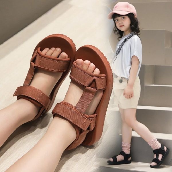 

kids sandals 2020 new fashion korean summer wide girls comfortable mesh rubber beach sandals boys shoes middler big children t200427, Black;red