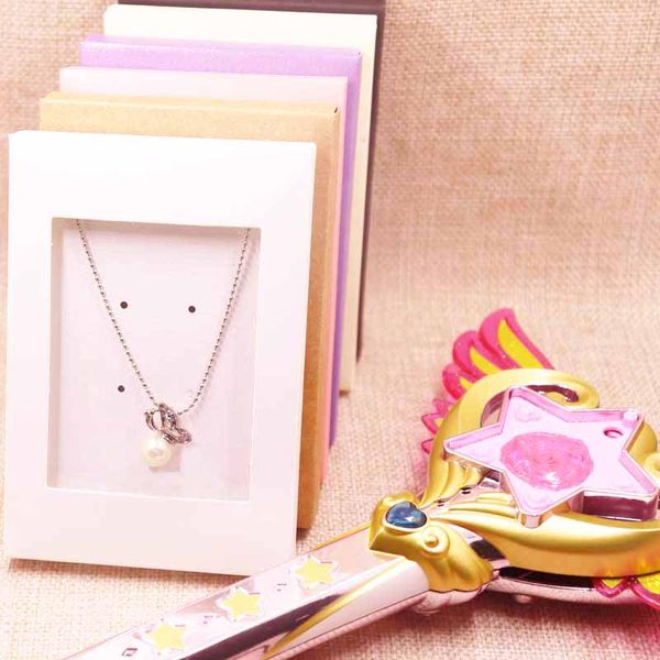 

50pcs new style selling kraft gift box 4.9x3.34x0. 6 pvc window box picture necklace jewelry display