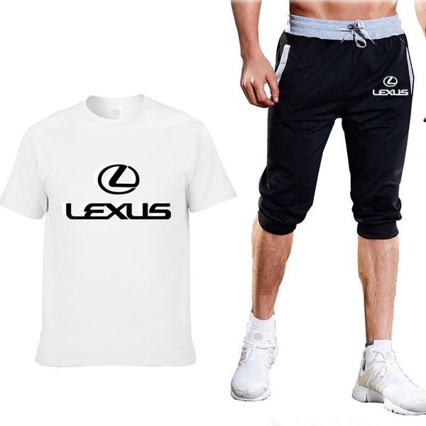 

2020 new mens short sleeve car logo summer mens t-shirt cotton t shirts pants suit sportswear, Gray