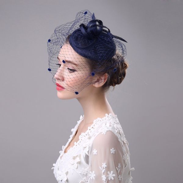 

la estrella de mar wedding accessories 2019 bridal veil hoed bruiloft fast shipping navy blue ivory black gray wedding hats