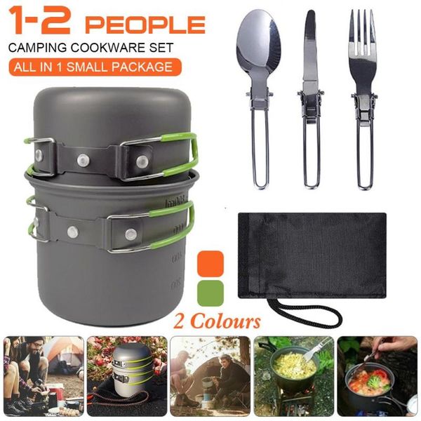 

ultralight camping cookware utensils outdoor tableware set hiking picnic backpacking camping tableware pot pan 1-2persons