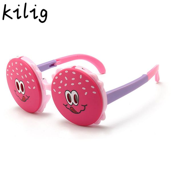 

kilig carton round sunglasses kids polarized boy girls for children eyeglasses baby tr90 flexible safe sun glasses uv400 2019, White;black