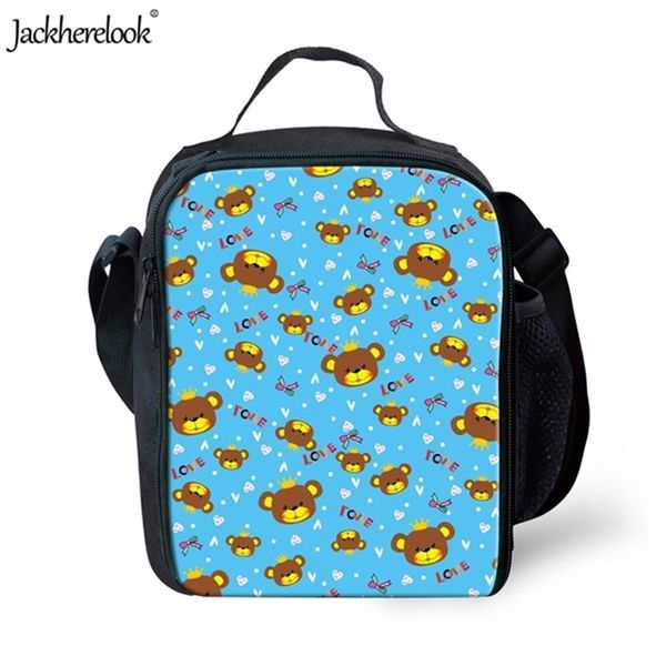 

jackherelook children insulated lunch backpack lovely bear face printing baby girls boys picnic bag outdoor journey storage