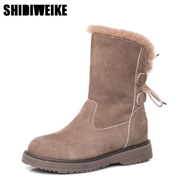 

2020 fashion new snow boots women winter ladies platform warm fur suede wedge fashion ankle boot female comfort boots x279, Black