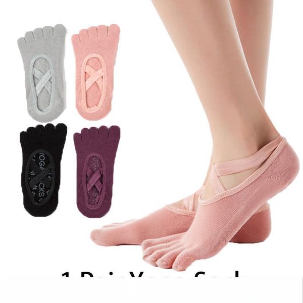 

1 пара женщин йога носки нескользящие массаж резиновые фитнес теплые носки тренажерный зал танец спорт упражнения босиком чувствовать себя, Black