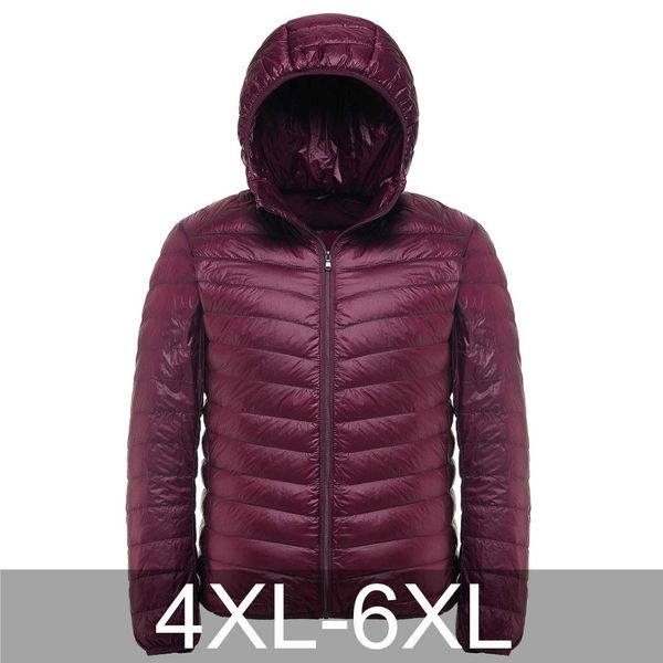 

2019 new winter 90% white duck down coat men hooded ultra light down jacket male windproof warm parka 4xl 5xl 6xl plus size, Black