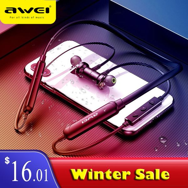 

awei g20bls bluetooth earphone wireless headphones with mic dual driver 14h playback stereo neckband headset for iphone xiaomi