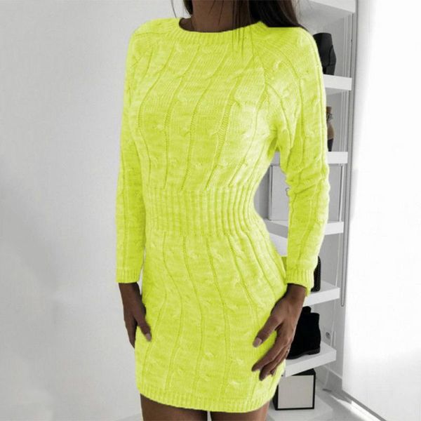 

new fashion womens knit mini dress autumn winter long sleeve solid knitted o-neck slim sheath pullover dresses, Black;gray