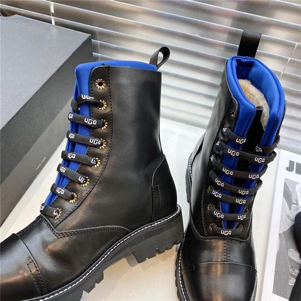 

australia snow boots thickened cotton cotton motorcycle menss and womenss short boots leather womenss martin boots 03, Black