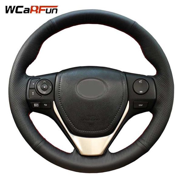 

wcarfun black artificial leather car steering wheel cover for rav4 2013-2016 corolla 2014-2016 scion im 2016