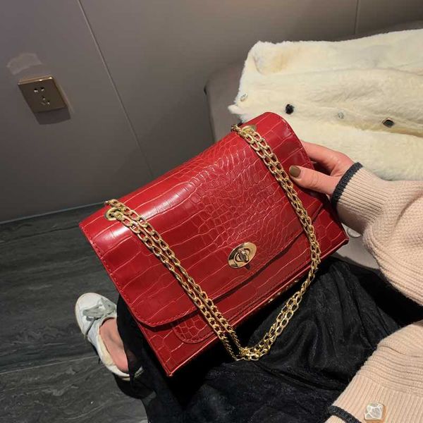 

2020 роскошных сумки женщин высокого качества pu цепь женщина дизайнер плечо сумка крокодил шаблон квадратная crossbody сумка