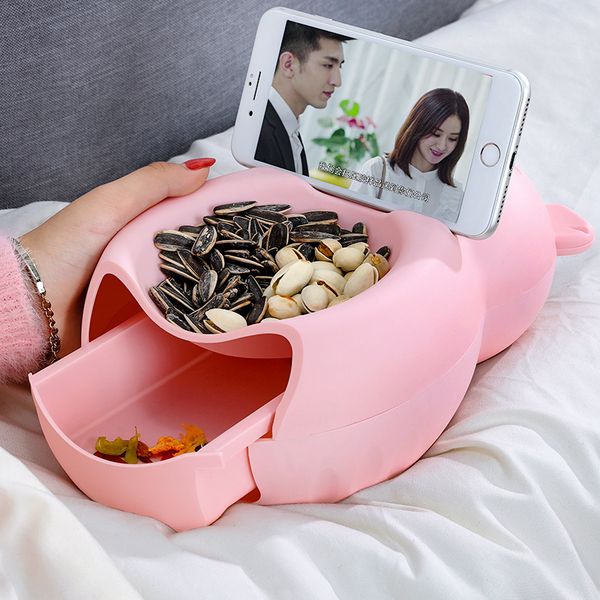 

double layer fruit plate drain basket lazy nibbling sunflower seed useful product modern living room bedroom creative snacks dri