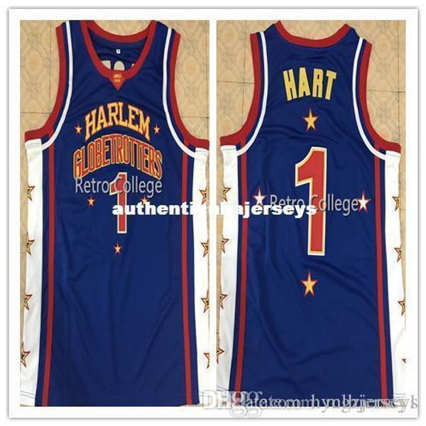 

2018 new #1 kevin hart harlem globetrotters stitched embroidery basketball jerseys customize any number and name #1 craig sager xs-6xl vest, Black;blue