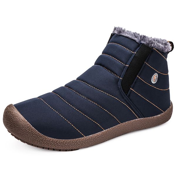 

new fashion men boots waterproof ankle snow boots shoes warm fur plush slip-on winter shoes men, Black
