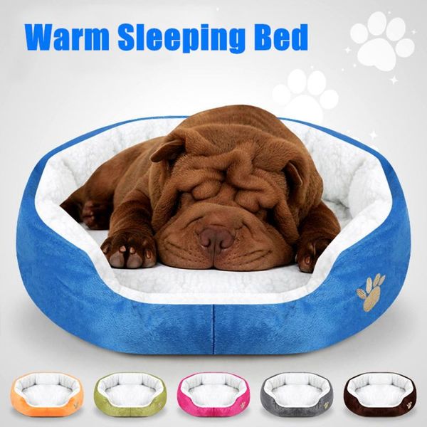 

5 colors round pet dog bed winter warm sleeping lounger mat puppy kennel short plush super soft cushion mat for dog cat sale
