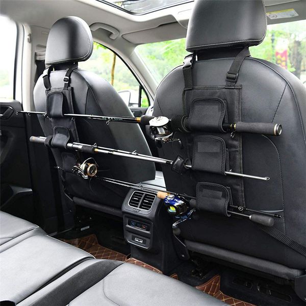 

2pcs car seat back bag for fishing rod holder rest car carrier for vehicle backseat 3 poles tackle tool 1010#20