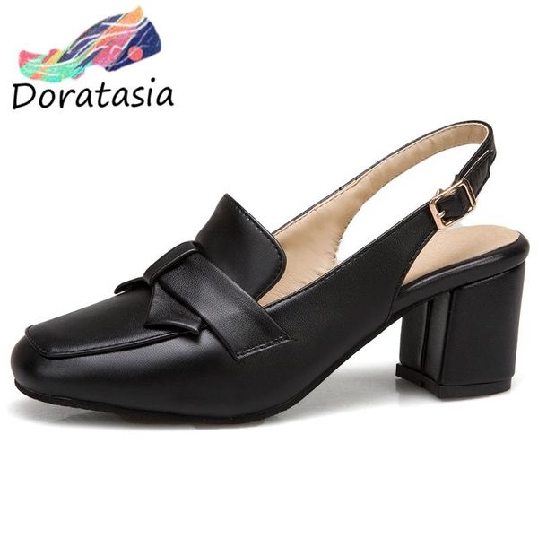 

doratasia classic lady summer butterfly knot sandals buckle strap med heels sandals women shoes woman, Black