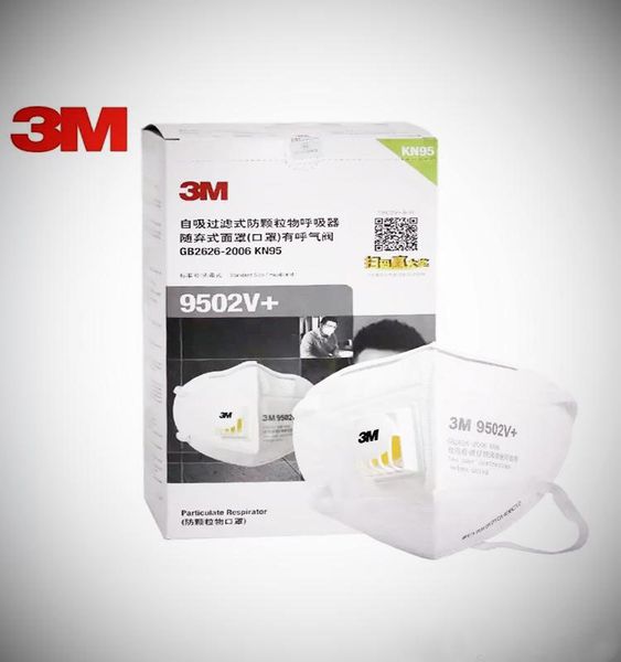 

2020 in stock dhl 3m kn95 mask 9502v with breather valve anti virus n95 dust protective dustproof pm2.5 protective mask reusable kn90 masks