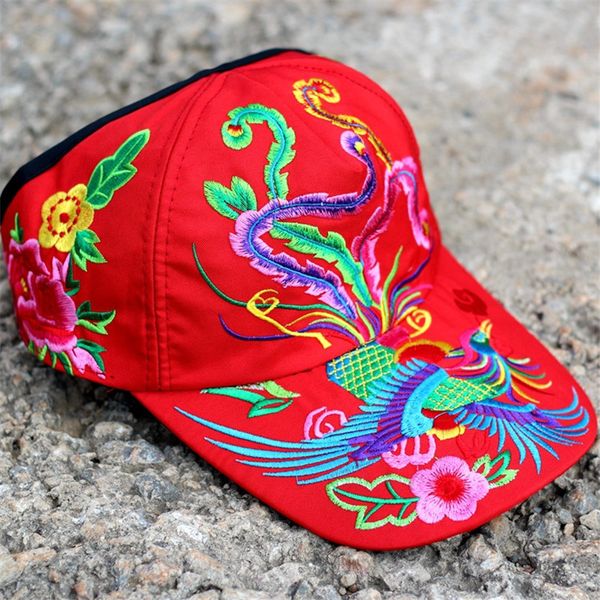 

2019 national wind embroidery phoenix flowers baseball cap adjustable snapback hats for women 118, Blue;gray