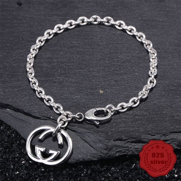 

100% s925 sterling silver bracelet personality simple jewelry retro fashion letter modeling student gift 2019 bracelets, Black